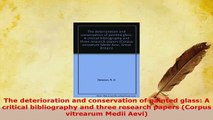 PDF  The deterioration and conservation of painted glass A critical bibliography and three PDF Online