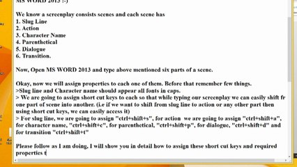 How to create a screenwriting template in ms word 2013