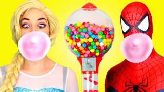 Spiderman & Frozen Elsa vs Joker! w- Pink Spidergirl Anna & Batman! Superhero Fun in Real Life -)