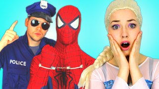 Spiderman & Frozen Elsa vs Joker! w- Pink Spidergirl, Anna & Doctor! Superhero Fun in Real Life -)