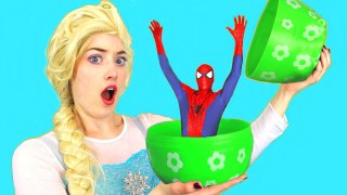 Spiderman, Elsa & Anna & Pink Spidergirl! Surprise Egg Hunt! Superheroes in Real Life -)