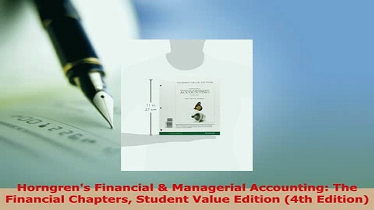Download  Horngrens Financial  Managerial Accounting The Financial Chapters Student Value Edition PDF Full Ebook