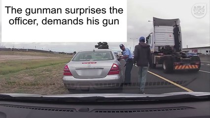 Policeman shot in the back, still issues ticket - BBC News