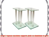 Lot de 2 reposes enceintes supports pieds en aluminium et verre