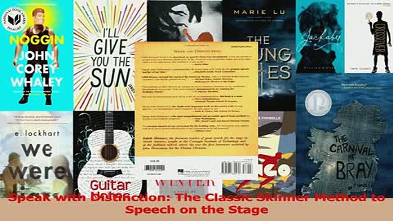 Read  Speak with Distinction The Classic Skinner Method to Speech on the Stage Ebook Free