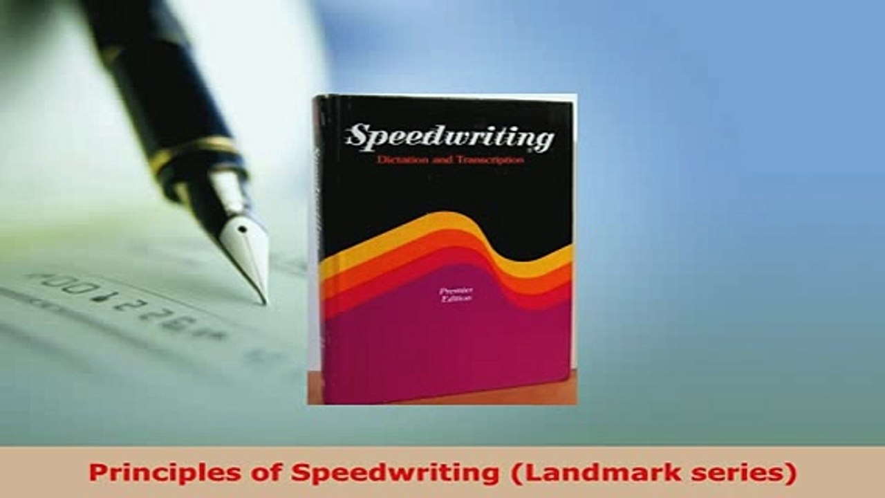 PDF  Principles of Speedwriting Landmark series Read Online