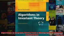 Algorithms in Invariant Theory Texts  Monographs in Symbolic Computation