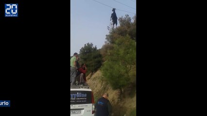 Chèvre dans les airs