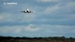 Scary landing for plane in windy conditions at London Stansted Airport