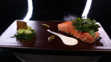 Saumon confit à basse température, tzatziki de concombre et cornichon par Olivier Streiff (#DPDC)