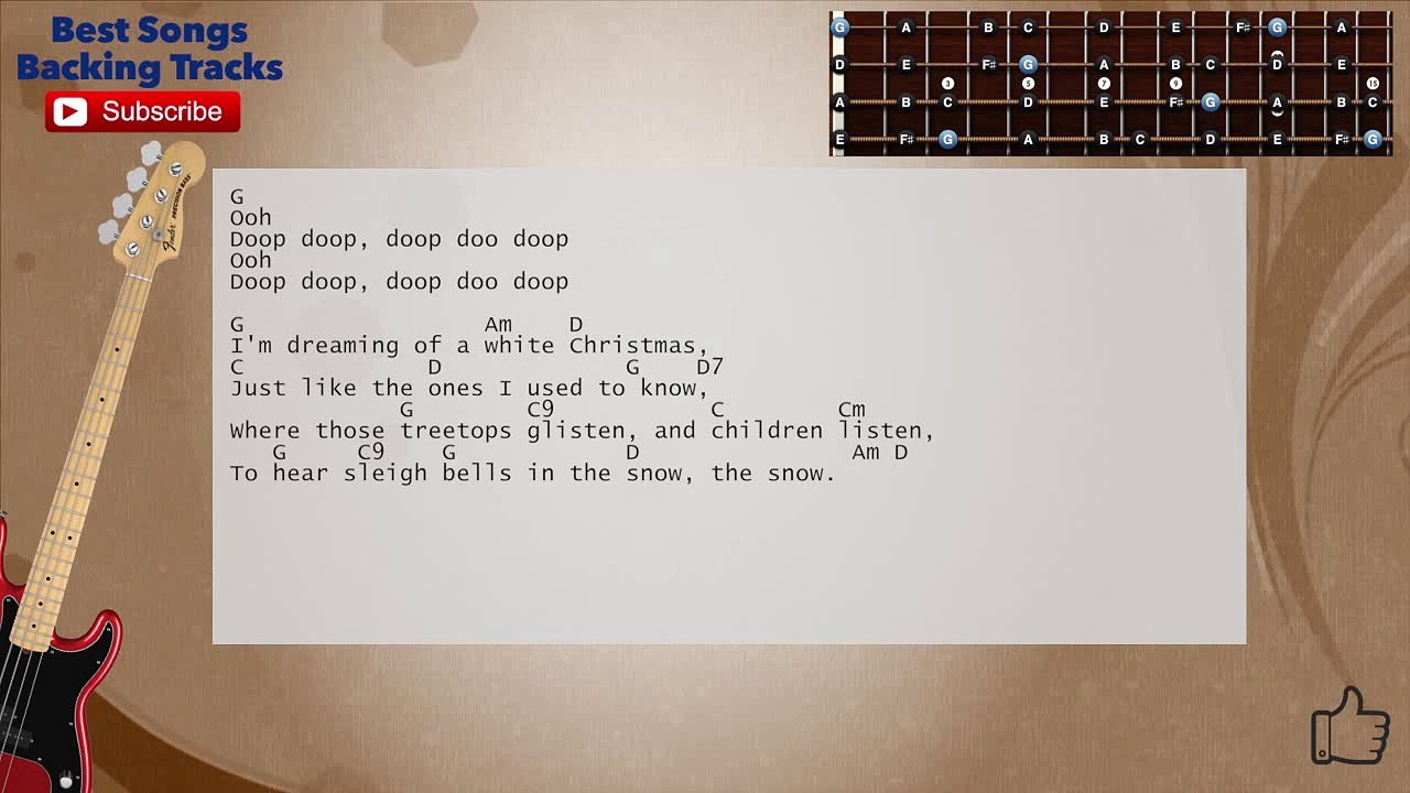 White Christmas - The Drifters _ Human Nature Bass Backing Track with scale, chords and lyrics