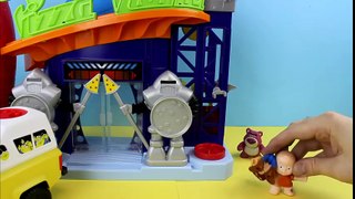 Toy Story Woody gets captured by Lotso & Big Baby BatCar McQueen Disney Pixar Cars saves Day!