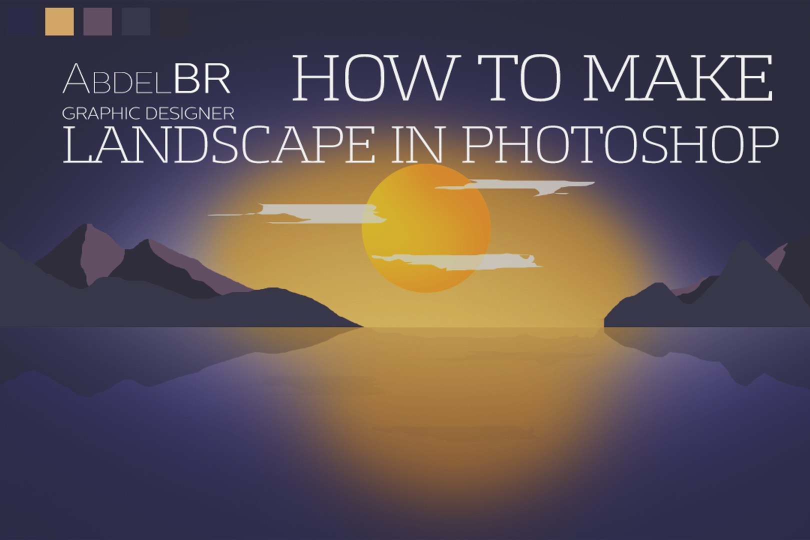 ⁣Photoshop Tutorials Flat Landscape