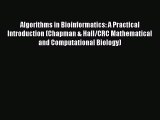 PDF Algorithms in Bioinformatics: A Practical Introduction (Chapman & Hall/CRC Mathematical
