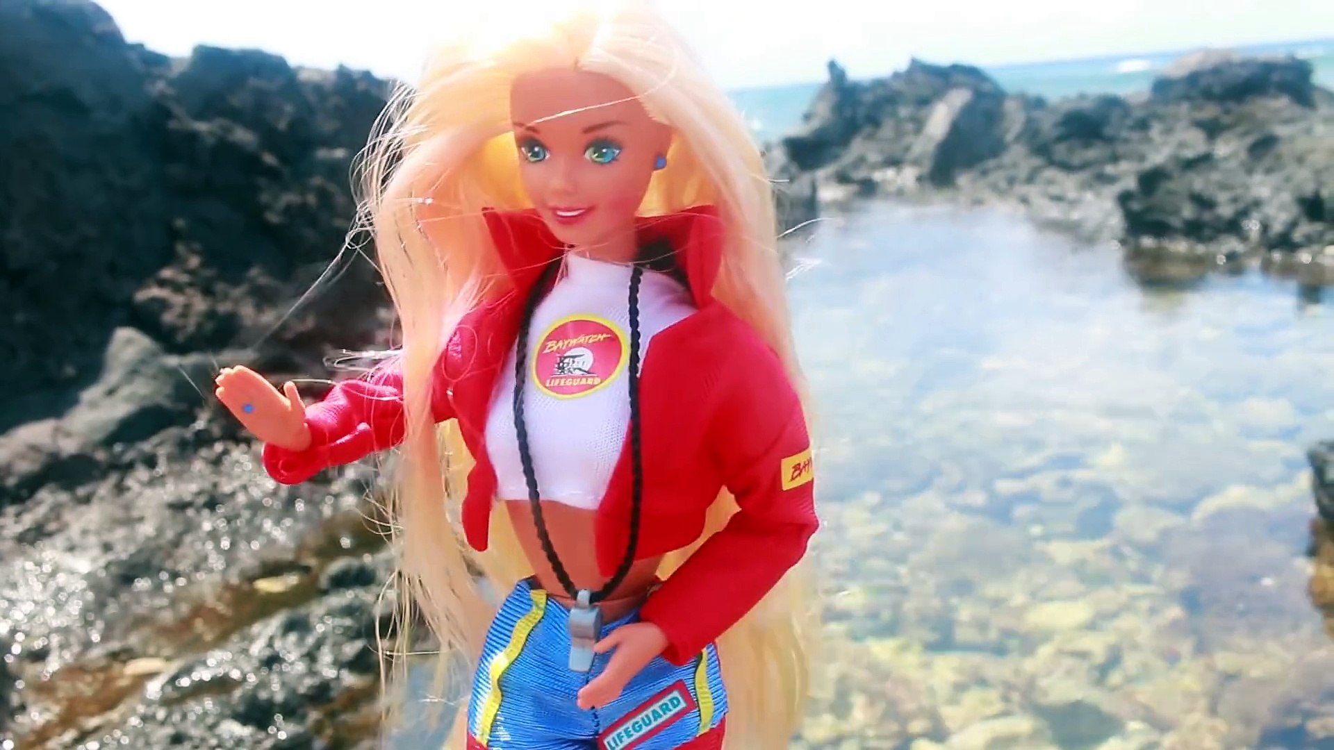 BARBIE DROWNING!! Dolphin Swim & SAVES Barbie! Career Life Toy Parody Video  Baywatch Disney Frozen