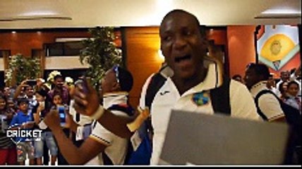 west indies team celebrate win by india team samifinal