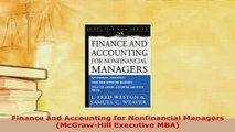 PDF  Finance and Accounting for Nonfinancial Managers McGrawHill Executive MBA PDF Online