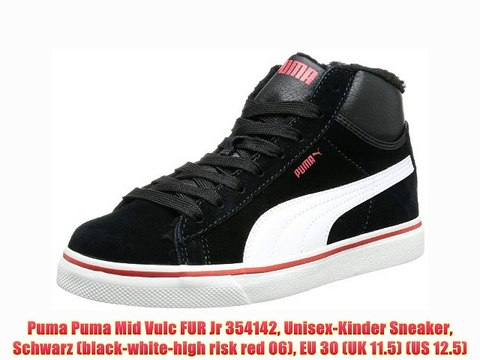 Puma Puma Mid Vulc FUR Jr 354142 Unisex-Kinder Sneaker Schwarz (black-white-high risk red 06)