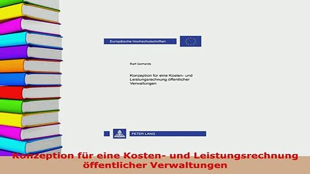 Download Konzeption für eine Kosten und Leistungsrechnung öffentlicher Verwaltungen PDF Online