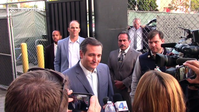 Ted Cruz talks and poses for selfies after Jimmy Kimmel Show