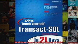 Sams Teach Yourself TransactSQL in 21 Days 2nd Edition