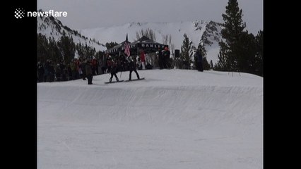 World's best female snowboarder in amusing  fail