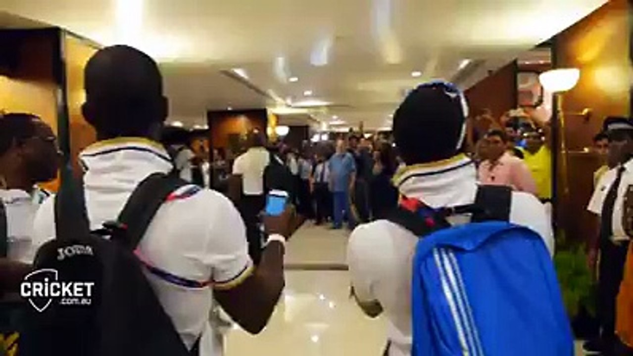 Now this is how you celebrate a semi-final win! Imagine if Darren Sammy. Dwayne Bravo and Windies Cricket win it all!