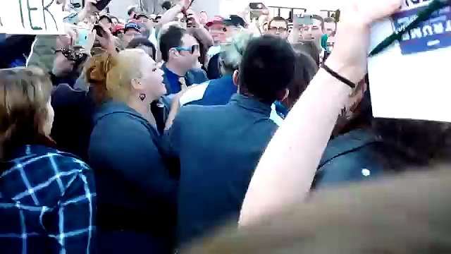 Anti-Trumper punches Trump supporter, then gets maced & ADMITS she -DESERVED IT- in Janesville WI