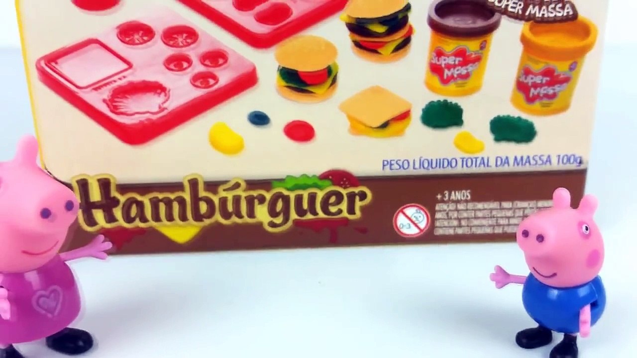 Pig George da Família Peppa Pig Come Hamburguer - How To Make a Cheeseburger Playdough Fo