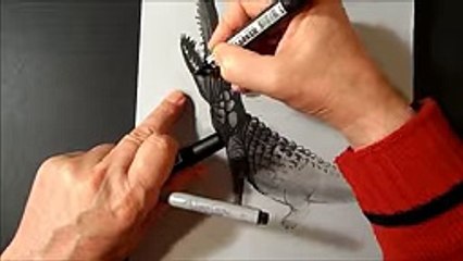 Trick Art Drawing 3D Crocodile, Visual Illusion