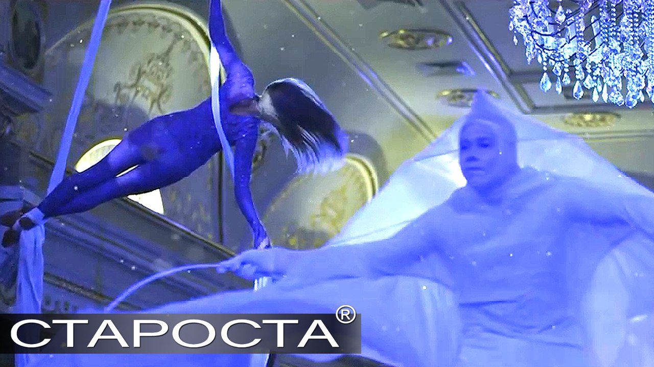 Aerial Air Gymnast Act and White Butterflies on Stilts for Wedding