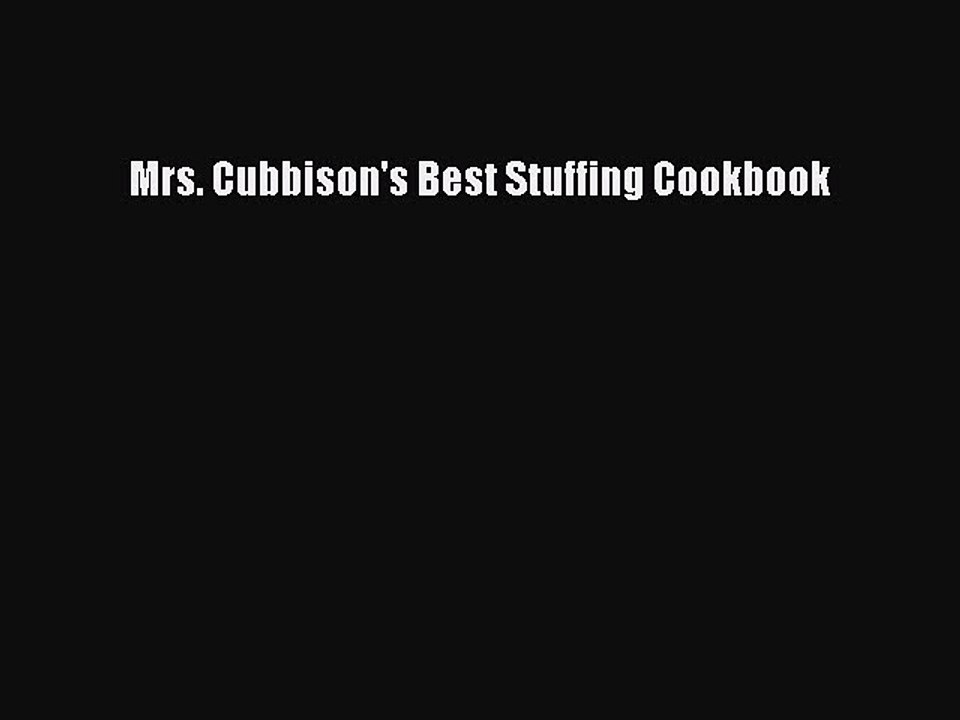 Download Mrs. Cubbison's Best Stuffing Cookbook  EBook