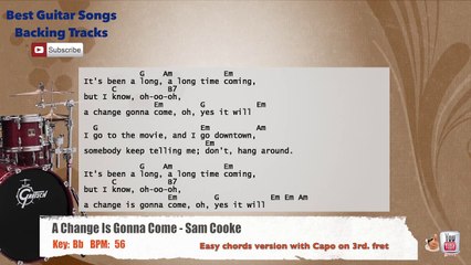 A Change Is Gonna Come - Sam Cooke Drums Backing Track with chords and lyrics