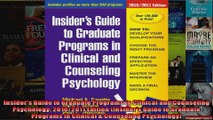 Insiders Guide to Graduate Programs in Clinical and Counseling Psychology 20102011