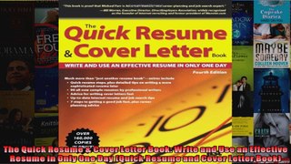 The Quick Resume  Cover Letter Book Write and Use an Effective Resume in Only One Day