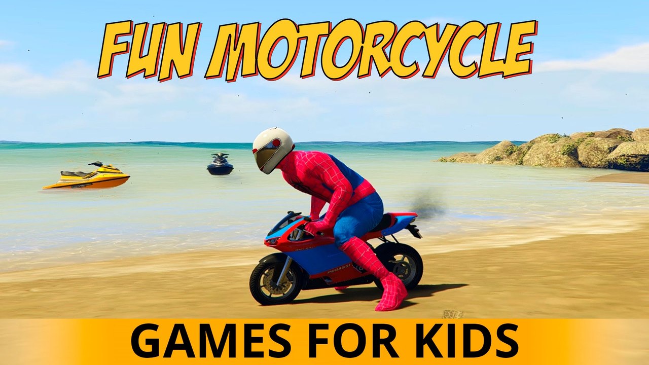 GTA V FUN Motorbike EPIC Party with Spiderman Nursery Rhymes Songs for Kids & Children & Abc Alphabet