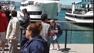 Crazy footage shows the moment a whale-watching boat crashes into a San Diego dock.