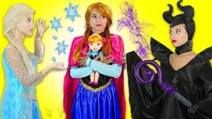 Frozen Elsa Saves Anna's Baby vs Maleficent vs Spiderman - Fun Superhero in Real Life