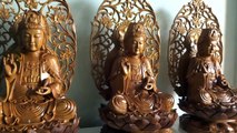 3 pho tượng Phật Bà Quan Âm, gỗ thơm, có hào quang