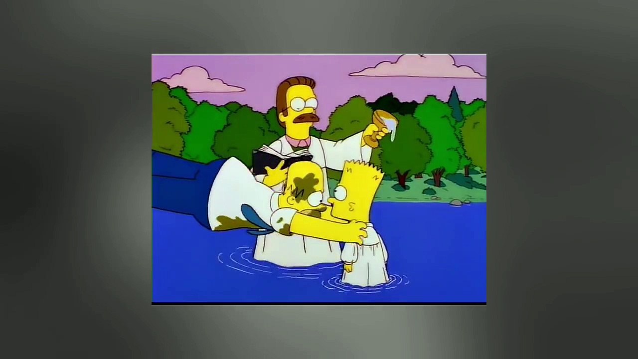 The Simpsons - Homer gets baptized (by Flanders)