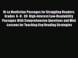 [Read book] Hi-Lo Nonfiction Passages for Struggling Readers: Grades 6–8: 80 High-Interest/Low-Readability