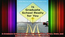 Read  Is Graduate School Really for You The Whos Whats Hows and Whys of Pursuing a Masters or  Full EBook
