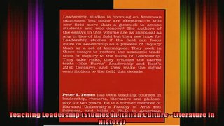 Read  Teaching Leadership Studies in Italian CultureLiterature in History  Full EBook