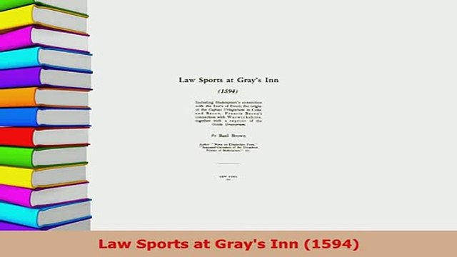 PDF Law Sports at Grays Inn 1594 PDF Full Ebook