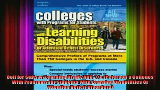 Free Full PDF Downlaod Coll for Stdts wLearning DisabADD 7e Petersons Colleges With Programs for Students Full EBook