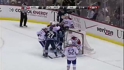 Eric Tangradi & Alexei Emelin Knock Out A Pane Of Glass That Hits A Referee