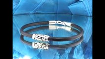 Sterling Silver Bead Leather New Men Bracelet B-261