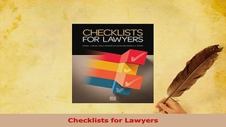 Download  Checklists for Lawyers  Read Online