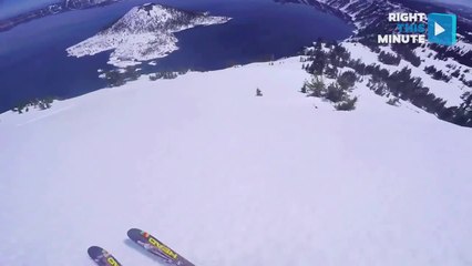 Skier Takes Beautiful Footage of Crater Lake