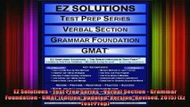 READ FREE Ebooks  EZ Solutions  Test Prep Series  Verbal Section  Grammar Foundation  GMAT Edition Free Online